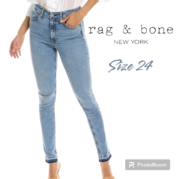 rag & bone NWT Nina High Rise Release Raw Skinny Jeans Montrose 24 Womens - Picture 1 of 16
